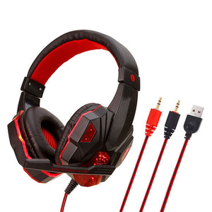 Gaming Headsets Big Headphones with Light Mic Stereo Earphones Deep Bass for PC Computer Gamer Laptop PS4 Games US Stock