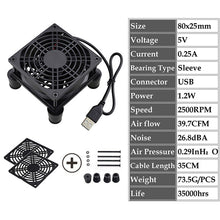 Load image into Gallery viewer, Gdstime 5V USB Router Fan 80mm 92mm 120mm 140mm DIY TV Box Ball/Sleeve Cooler W/Controller &amp; Protective Net Desktop Cooling Fan