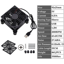 Load image into Gallery viewer, Gdstime 5V USB Router Fan 80mm 92mm 120mm 140mm DIY TV Box Ball/Sleeve Cooler W/Controller &amp; Protective Net Desktop Cooling Fan