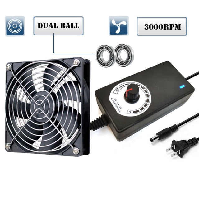 120mm 3000RPM Fan cooling With controller 12cm 12V 220V Btc Machine Chassis Workstation Cabinet Radiator Server fan