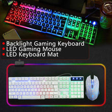 Load image into Gallery viewer, Wired /Wireless LED Keyboard Mouse Set Rainbow Backlight USB Luminous Mute Ergonomic Gaming Keyboard Mouse Pad Kit for PC Gamer